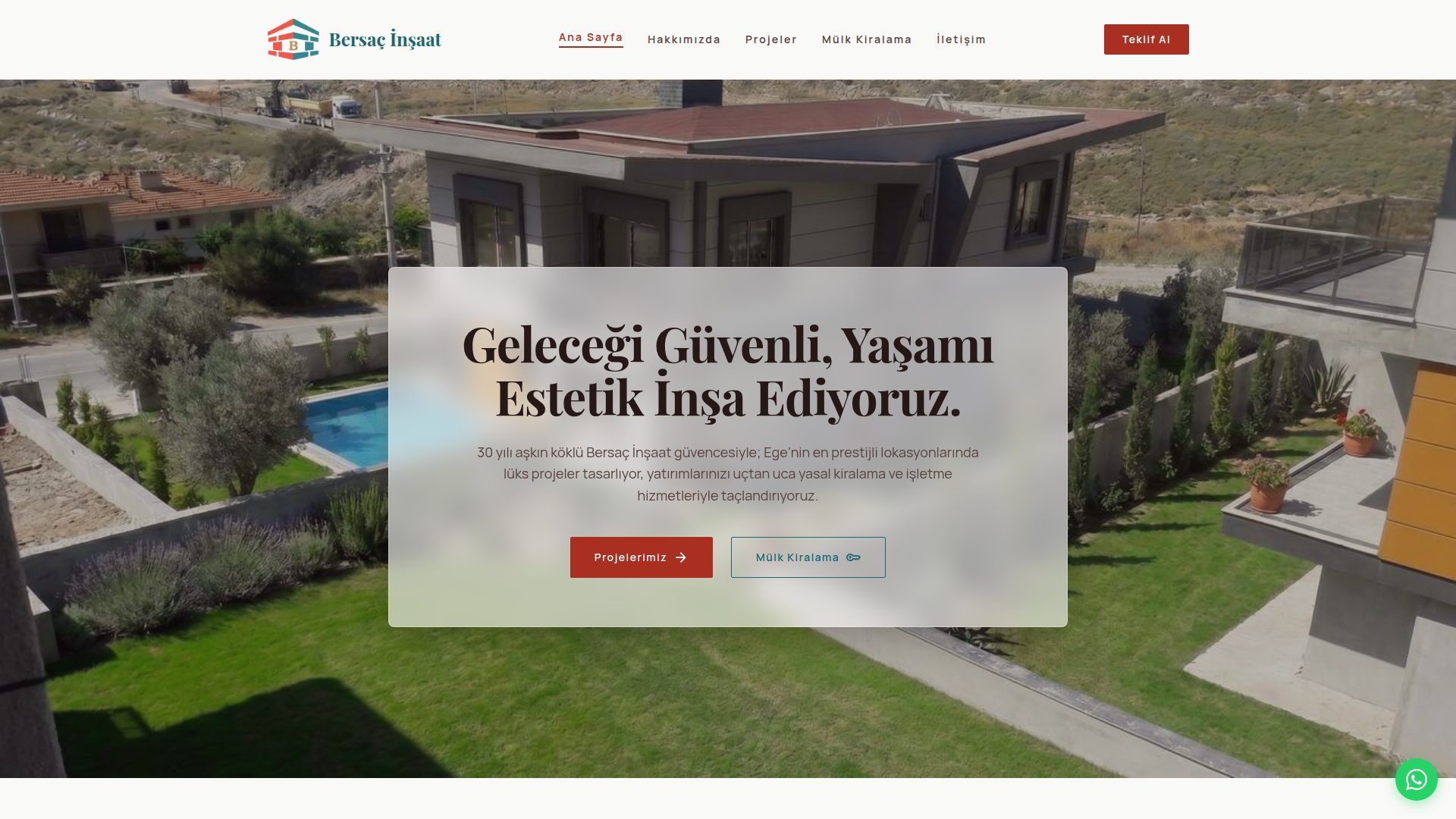 Bersaç İnşaat ana sayfa görüntüsü